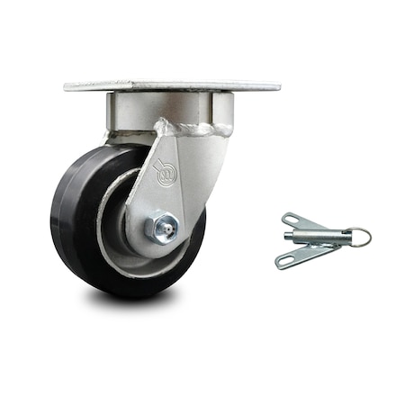 Service Caster 4 Inch Kingpinless Rubber on Aluminum Wheel Swivel Caster with Swivel Lock SCC SCC-KP30S420-RAR-BSL